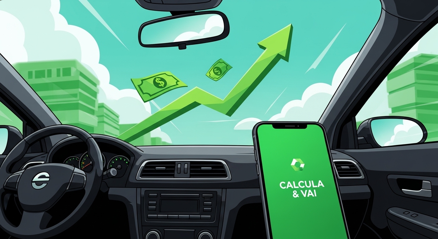 Carro com seta de lucro subindo